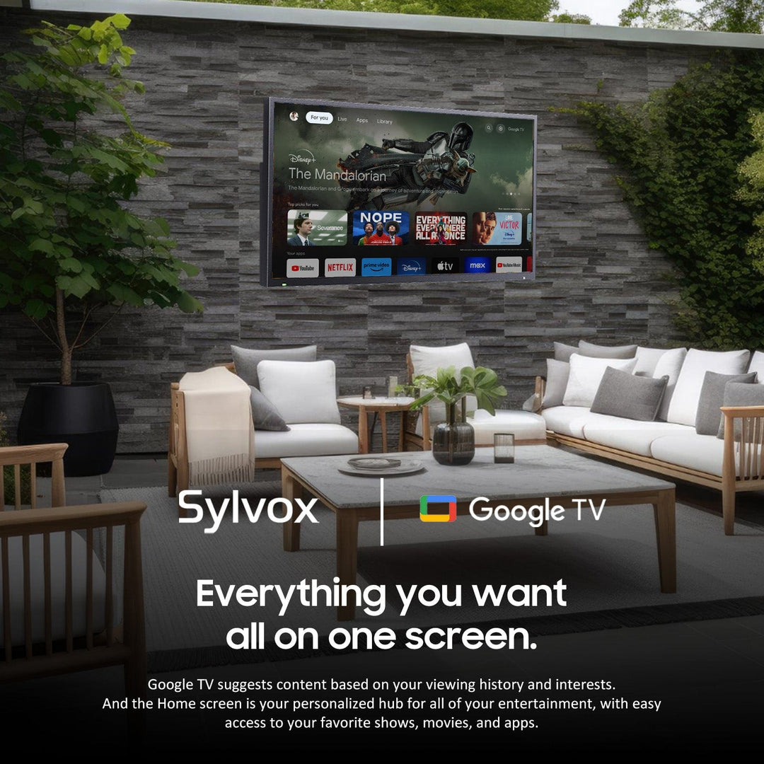 SYLVOX 75" Advanced QLED Google Outdoor TV -2026 Deck Pro QLED 3.0 טלויזית QLED בגודל 75 אינץ' לשימוש חיצוני בשמש חלקית - דוגית