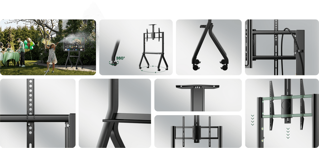SYLVOX Outdoor TV Y-Type Rolling TV Cart (Suitable for 43-55 inch TV) מעמד על גלגלים לטלויזיות בגודל 43-55 אינץ' - דוגית