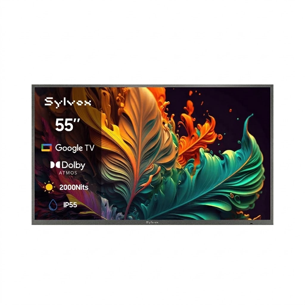 SYLVOX 55" Premium QLED 2000Nit Google Outdoor TV Pool Pro 2.0 טלויזיה QLED בגודל 55 אינץ' לשימוש חיצוני בשמש מלאה - דוגית